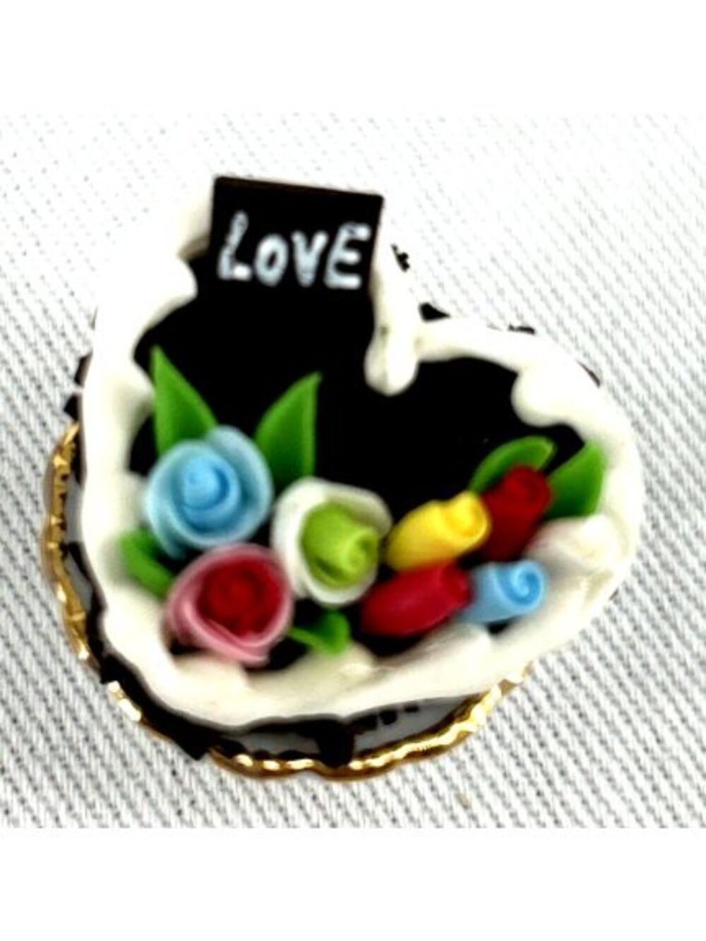 Reutter Petite Cake on Stand Roseband Dessert Dollhouse Miniature Porcelain 1"